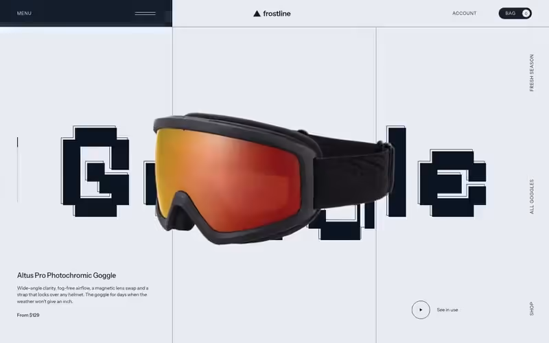 Frostline: página de producto en movimiento