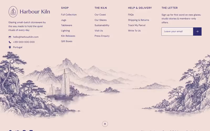 Harbour Kiln: pie de página de tienda en movimiento