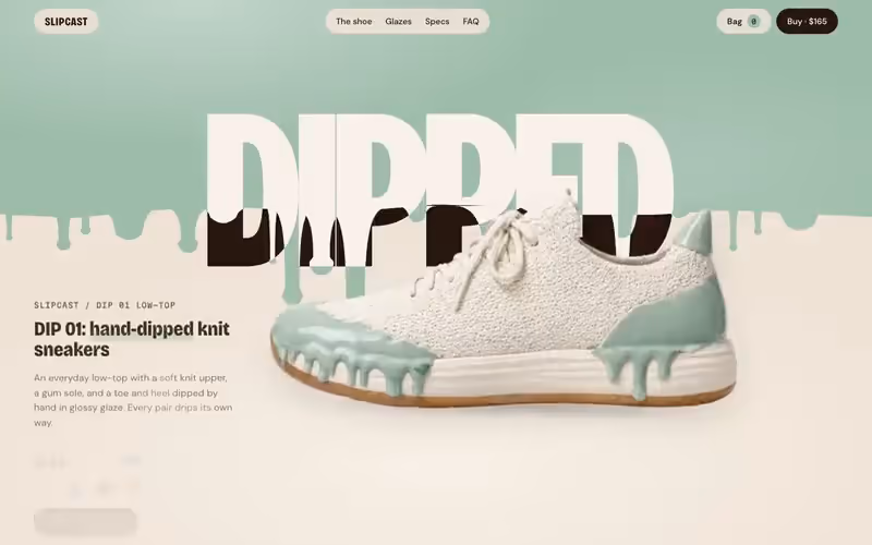 Slipcast DIP 01: product page in motion
